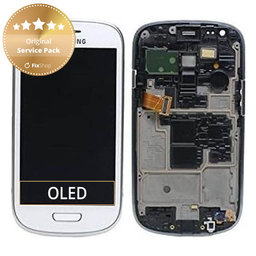 Samsung Galaxy S3 Mini i8190 - LCD Display + Touch Screen + Frame (White) - GH97-14204A Genuine Service Pack