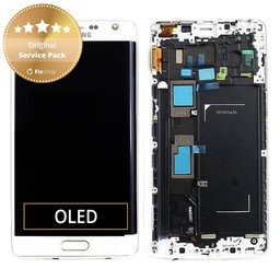 Samsung Galaxy Note Edge N915FY - LCD Display + Touch Screen + Frame (White) - GH97-16636B Genuine Service Pack