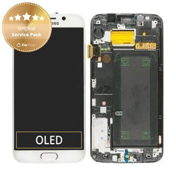 Samsung Galaxy S6 Edge G925F - LCD Display + Touch Screen + Frame (White Pearl) - GH97-17162B, GH97-17317B, GH97-17334B Genuine Service Pack