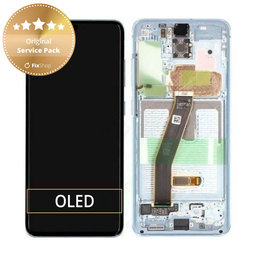 Samsung Galaxy S20 G980F - LCD Display + Touch Screen + Frame (Cloud Blue) - GH82-22123D, GH82-22131D Genuine Service Pack