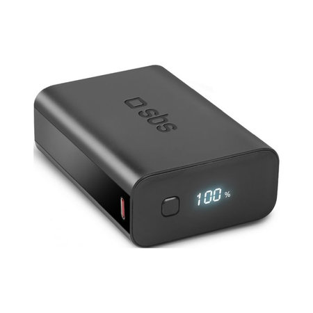 SBS - PowerBank with LCD 20 000 mAh, USB, USB-C PowerDelivery 20W, black