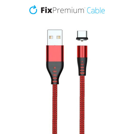 FixPremium - USB-C / USB Magnetic Cable (2m), red