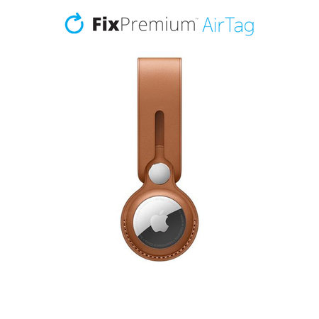 FixPremium - Leather Keychain for AirTag, brown