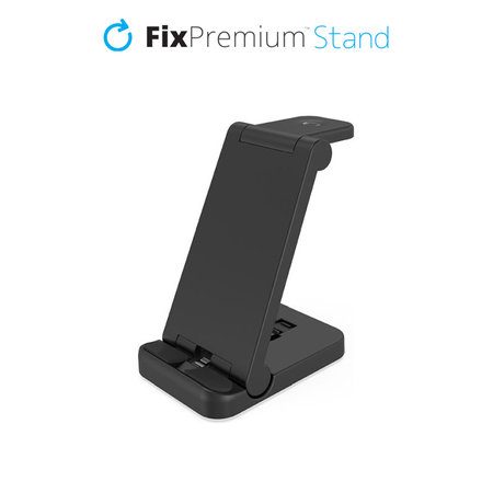 FixPremium - Folding 3in1 Stand for iPhone, Apple Watch & AirPods, black