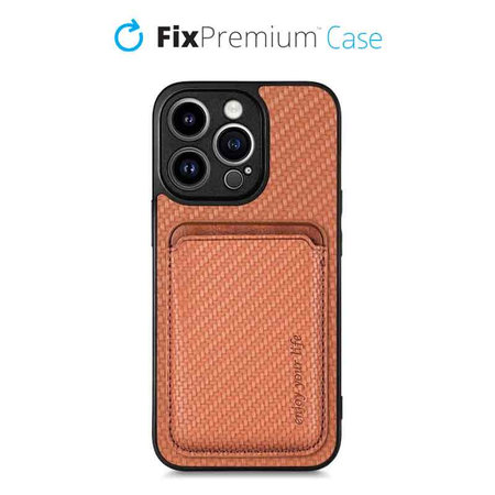 FixPremium - Case Carbon s MagSafe Wallet for iPhone 13 Pro, brown