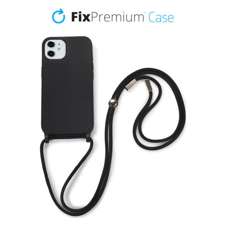 FixPremium - Silicon Case with String for iPhone 11, black