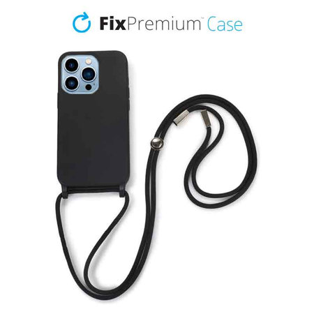 FixPremium - Silicon Case with String for iPhone 13 Pro Max, black