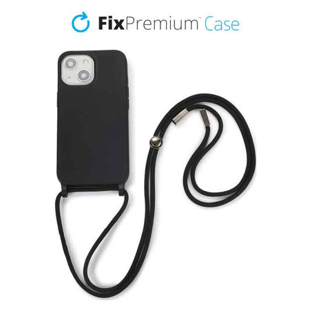 FixPremium - Silicon Case with String for iPhone 14 Plus, black