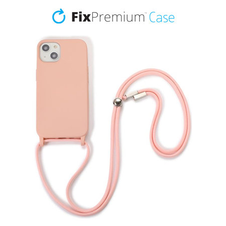 FixPremium - Silicon Case with String for iPhone 13 & 14, pink