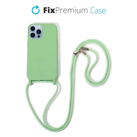 FixPremium - Silicon Case with String for iPhone 13 Pro, green