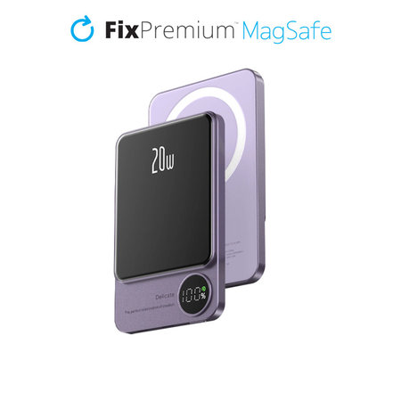 FixPremium - MagSafe PowerBank with LCD 5000mAh, purple