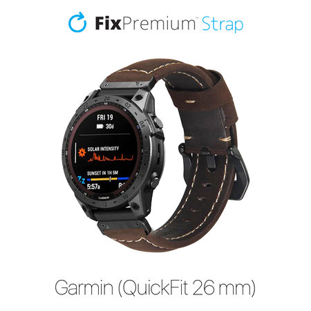 FixPremium - Leather Strap for Garmin (QuickFit 26mm), brown