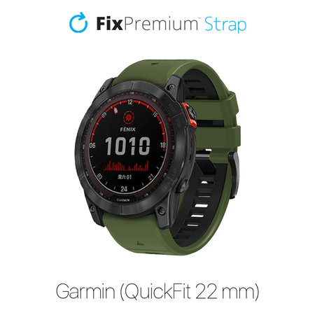 FixPremium - Two-tone Silicone Strap for Garmin (QuickFit 22mm), dark green