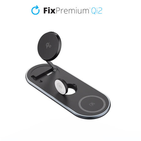 FixPremium - Charging Stand with Qi2 for iPhone, Apple Watch & AirPods, black