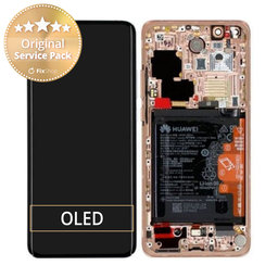 Huawei P40 Pro - LCD Display + Touch Screen + Frame + Battery + Fingerprint Sensor (Blush Gold) - 02353PJL Genuine Service Pack