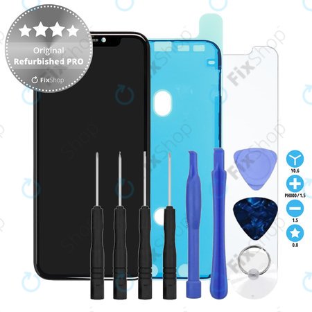 Apple iPhone 11 - LCD Display + Touch Screen + Frame Original Refurbished PRO + LCD Adhesive + Tempered Glass + Toolkit - Multipack