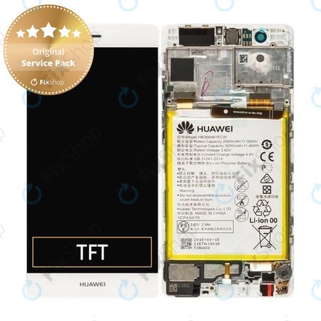 Huawei P9 - LCD Display + Touch Screen + Frame + Battery (White) - 02350RRY, 02350RKF Genuine Service Pack