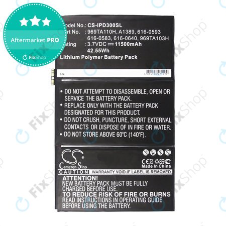 Apple iPad 3, iPad 4 - Battery 969TA110H, A1389, 616-0593 11500mAh HQ