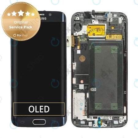 Samsung Galaxy S6 Edge G925F - LCD Display + Touch Screen + Frame (Black Sapphire) - GH97-17162A, GH97-17317A, GH97-17334A Genuine Service Pack