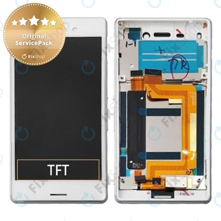 Sony Xperia M4 Aqua E2306 - LCD Display + Touch Screen + Frame (White) - 124TUL0010A Genuine Service Pack