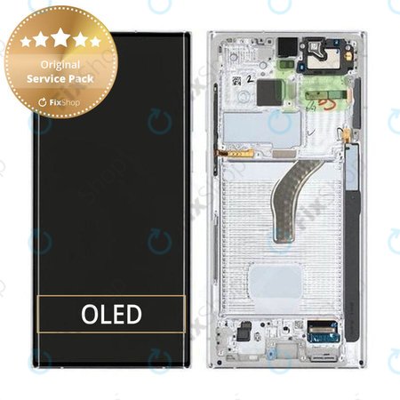 Samsung Galaxy S22 Ultra S908B - LCD Display + Touch Screen + Frame (Phantom White) - GH82-27488C, GH82-27489C Genuine Service Pack