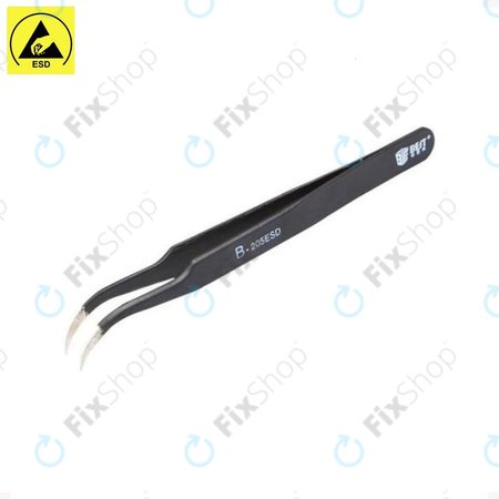 Best B-205ESD - ESD Metal Tweezer with Curved Tip (117mm)