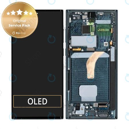 Samsung Galaxy S22 Ultra S908B - LCD Display + Touch Screen + Frame (Green) - GH82-27489D, GH82-27488D Genuine Service Pack