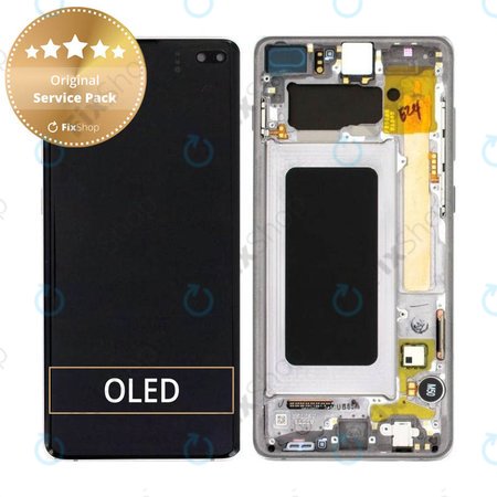 Samsung Galaxy S10 Plus G975F - LCD Display + Touch Screen + Frame (Prism Black) - GH82-18849A, GH82-18857A, GH82-18834A Genuine Service Pack