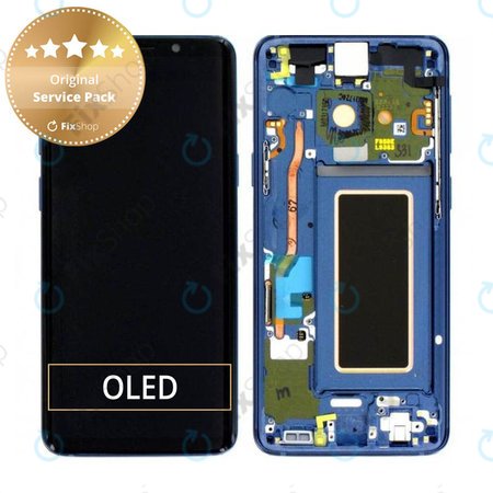 Samsung Galaxy S9 G960F - LCD Display + Touch Screen + Frame (Coral Blue) - GH97-21696D, GH97-21697D Genuine Service Pack