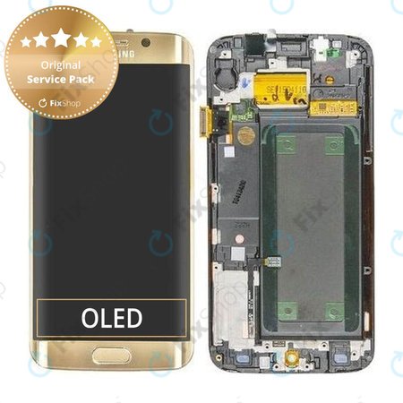 Samsung Galaxy S6 Edge G925F - LCD Display + Touch Screen + Frame (Gold Platinum) - GH97-17162C, GH97-17317C, GH97-17334C Genuine Service Pack