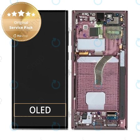 Samsung Galaxy S22 Ultra S908B - LCD Display + Touch Screen + Frame (Burgundy) - GH82-27488B, GH82-27489B Genuine Service Pack