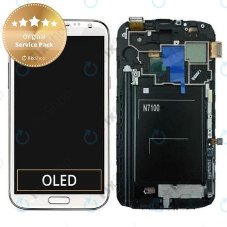 Samsung Galaxy Note 2 N7100 - LCD Display + Touch Screen + Frame (Marble White) - GH97-14112A Genuine Service Pack