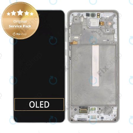 Samsung Galaxy A73 5G A736B - LCD Display + Touch Screen + Frame (Awesome White) - GH82-28686B, GH82-28884B Genuine Service Pack