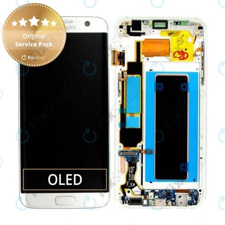 Samsung Galaxy S7 Edge G935F - LCD Display + Touch Screen + Frame (White) - GH97-18533D, GH97-18594D, GH97-18767D Genuine Service Pack