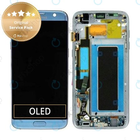 Samsung Galaxy S7 Edge G935F - LCD Display + Touch Screen + Frame (Coral Blue) - GH97-18533G, GH97-18594G, GH97-18767G Genuine Service Pack