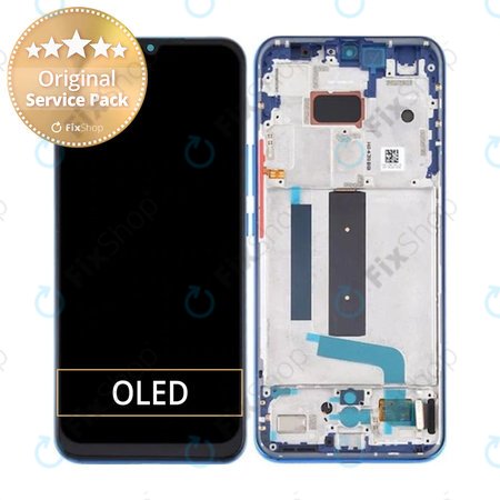 Xiaomi Mi 10 Lite - LCD Display + Touch Screen + Frame (Aurora Blue) - 56000300J900 Genuine Service Pack